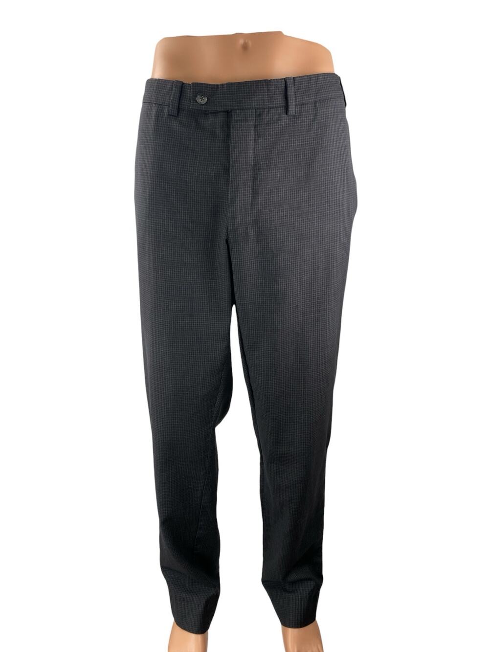 Jack Victor Men's Black Plaid Mid Rise Straight Leg Trousers Dress Pants Size L